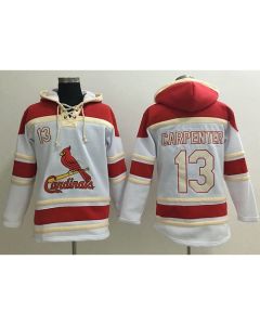 Cardinals #13 Matt Carpenter White Sawyer Hooded Sweatshirt MLB Hoodie