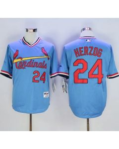 Cardinals #24 Whitey Herzog Blue 1982 Turn Back The Clock Stitched MLB Jersey