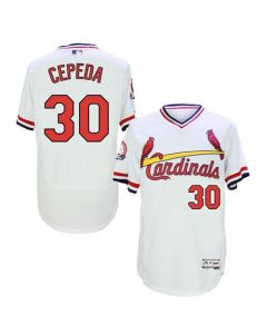 Cardinals #30 Orlando CePena White Flexbase Authentic Collection Cooperstown Stitched MLB Jersey
