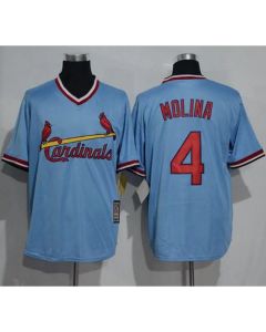 Cardinals #4 Yadier Molina Blue Cooperstown Throwback Stitched MLB Jersey