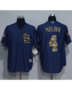 Cardinals #4 Yadier Molina Denim Blue Salute to Service Stitched MLB Jersey