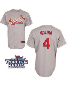 Cardinals #4 Yadier Molina Grey Cool Base 2013 World Series Patch Stitched MLB Jersey
