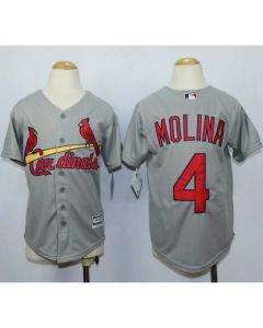 Cardinals #4 Yadier Molina Grey Cool Base Stitched Youth MLB Jersey