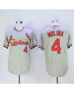 Cardinals #4 Yadier Molina Grey Flexbase Authentic Collection Cooperstown Stitched MLB Jersey
