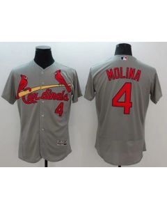 Cardinals #4 Yadier Molina Grey Flexbase Authentic Collection Stitched MLB Jersey