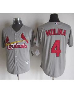 Cardinals #4 Yadier Molina Grey New Cool Base Stitched MLB Jersey