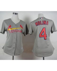 Cardinals #4 Yadier Molina Grey Road Women's Stitched MLB Jersey