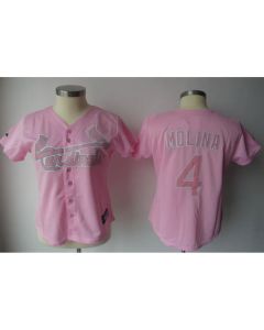 Cardinals #4 Yadier Molina Pink Women's Fashion Stitched MLB Jersey