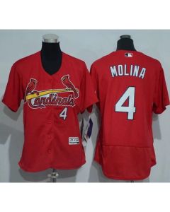 Cardinals #4 Yadier Molina Red Flexbase Authentic Women's Stitched MLB Jersey