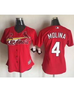 Cardinals #4 Yadier Molina Red Women's Alternate Stitched MLB Jersey