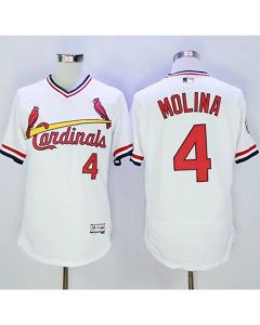 Cardinals #4 Yadier Molina White Flexbase Authentic Collection Cooperstown Stitched MLB Jersey