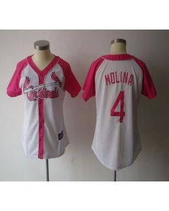 Cardinals #4 Yadier Molina White/Pink Women's Splash Fashion Stitched MLB Jersey