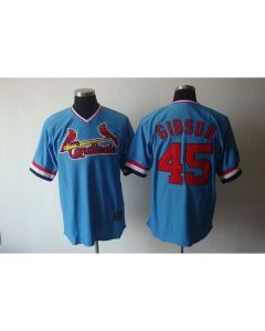 Cardinals #45 Bob Gibson Blue Cooperstown Throwback Stitched MLB Jersey