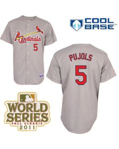 Cardinals #5 Albert Pujols Grey Cool Base 2011 World Series Patch Stitched MLB Jersey