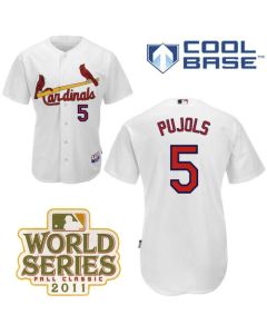 Cardinals #5 Albert Pujols White Cool Base 2011 World Series Patch Stitched MLB Jersey