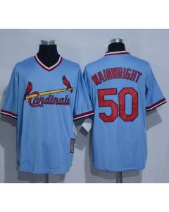 Cardinals #50 Adam Wainwright Blue Cooperstown Throwback Stitched MLB Jersey