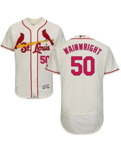 Cardinals #50 Adam Wainwright Cream Flexbase Authentic Collection Stitched MLB Jersey