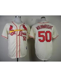 Cardinals #50 Adam Wainwright Cream Stitched MLB Jersey