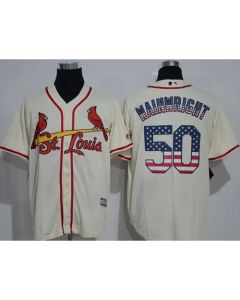 Cardinals #50 Adam Wainwright Cream USA Flag Fashion Stitched MLB Jersey