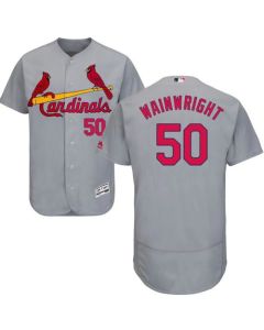 Cardinals #50 Adam Wainwright Grey Flexbase Authentic Collection Stitched MLB Jersey