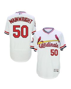 Cardinals #50 Adam Wainwright White Flexbase Authentic Collection Cooperstown Stitched MLB Jersey