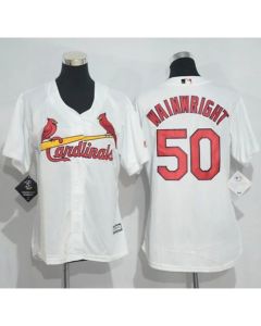 Cardinals #50 Adam Wainwright White Women's Home Stitched MLB Jersey
