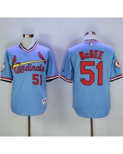 Cardinals #51 Willie McGee Blue Cooperstown Throwback Stitched MLB Jersey