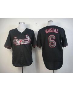 Cardinals #6 Stan Musial Black Fashion Stitched MLB Jersey