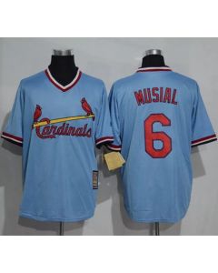 Cardinals #6 Stan Musial Blue Cooperstown Throwback Stitched MLB Jersey