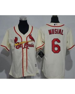 Cardinals #6 Stan Musial Cream Alternate Women's Stitched MLB Jersey