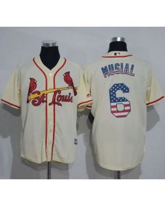 Cardinals #6 Stan Musial Cream USA Flag Fashion Stitched MLB Jersey
