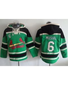 Cardinals #6 Stan Musial Green Sawyer Hooded Sweatshirt MLB Hoodie