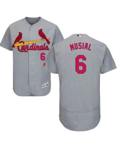 Cardinals #6 Stan Musial Grey Flexbase Authentic Collection Stitched MLB Jersey