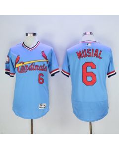 Cardinals #6 Stan Musial Light Blue Flexbase Authentic Collection Cooperstown Stitched MLB Jersey