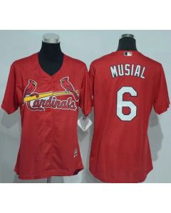 Cardinals #6 Stan Musial Red Women's Alternate Stitched MLB Jersey
