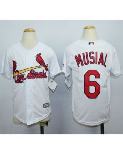 Cardinals #6 Stan Musial White Cool Base Stitched Youth MLB Jersey