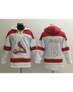 Cardinals #6 Stan Musial White Sawyer Hooded Sweatshirt MLB Hoodie