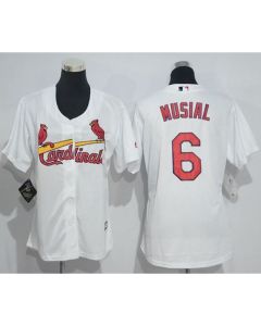 Cardinals #6 Stan Musial White Women's Home Stitched MLB Jersey