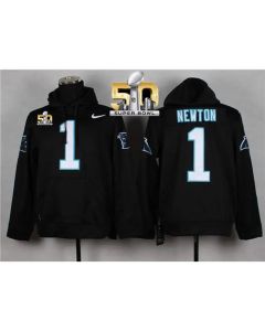 Carolina Panthers #1 Cam Newton Super Bowl 50 Pullover NFL Hoodie Black