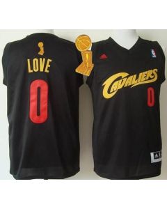 Cavaliers #0 Kevin Love Black(Red No.) Fashion The Champions Patch Stitched NBA Jersey