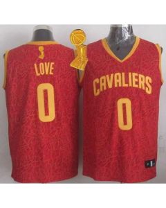 Cavaliers #0 Kevin Love Red Crazy Light The Champions Patch Stitched NBA Jersey