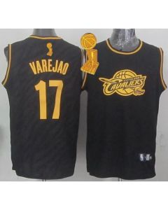 Cavaliers #17 Anderson Varejao Black Precious Metals Fashion The Champions Patch Stitched NBA Jersey