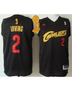 Cavaliers #2 Kyrie Irving Black(Red No.) Fashion The Champions Patch Stitched NBA Jersey