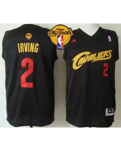 Cavaliers #2 Kyrie Irving Black(Red No.) Fashion The Finals Patch Stitched NBA Jersey