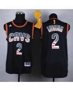 Cavaliers #2 Kyrie Irving Black USA Flag Fashion The Champions Patch Stitched NBA Jersey