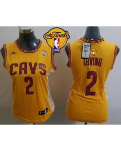 Cavaliers #2 Kyrie Irving Gold Alternate The Finals Patch Women's Stitched NBA Jersey