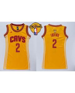 Cavaliers #2 Kyrie Irving Gold The Finals Patch Women's Dress Stitched NBA Jersey