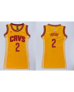 Cavaliers #2 Kyrie Irving Gold Women's Dress Stitched NBA Jersey