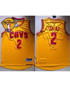 Cavaliers #2 Kyrie Irving Yellow Alternate The Finals Patch Stitched NBA Jersey