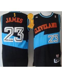 Cavaliers #23 LeBron James Black ABA Hardwood Classic The Champions Patch Stitched NBA Jersey